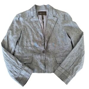 BCBG Maxazria Linen Blend Women's Cropped Blazer Large Career Workwear